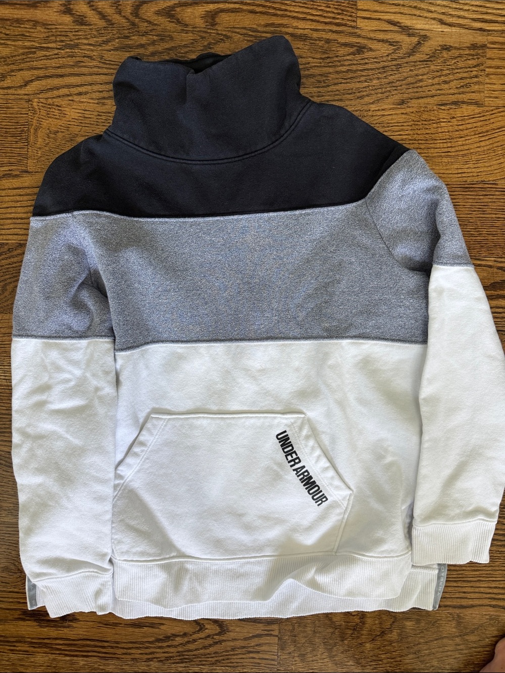 Under Armour Black Gray White Colorblock Pullover Hoodie